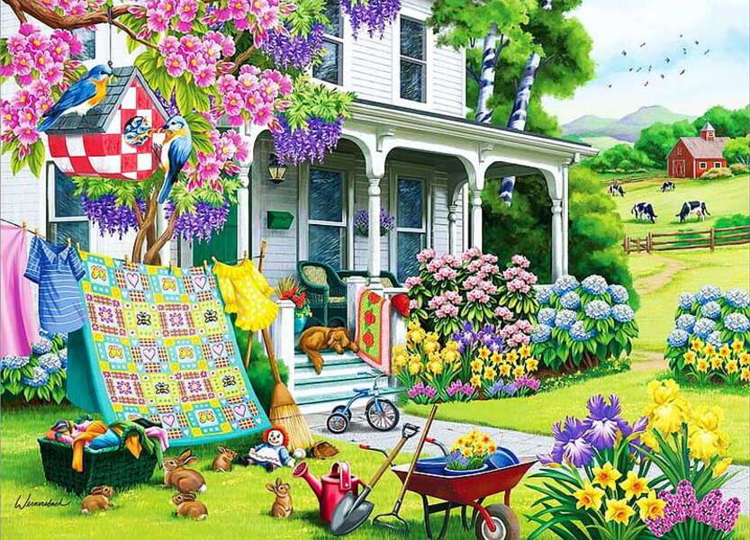 dom z pięknym ogrodem puzzle online