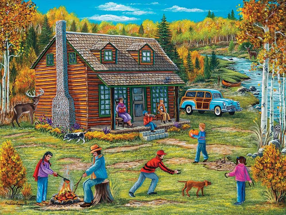 Z rodziną przy ognisku. puzzle online