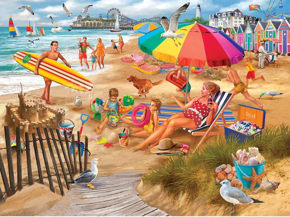 rodzinny dzień na plaży? puzzle online