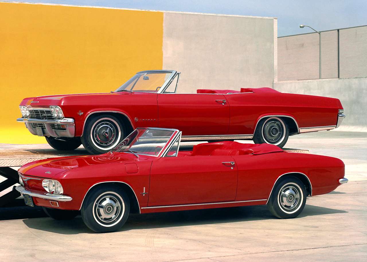 1965 Chevrolet Impala i Corvair Monza kabriolety puzzle online