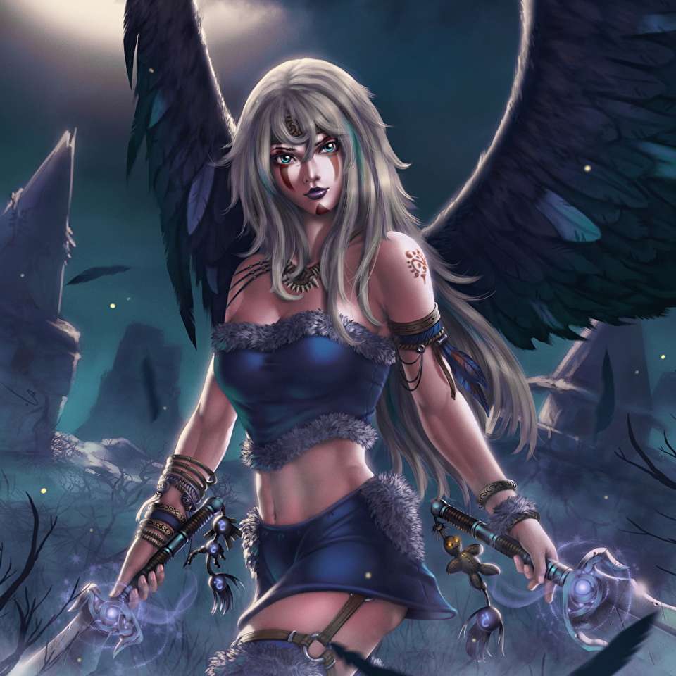 Kobieta anioł- wojowniczka puzzle online