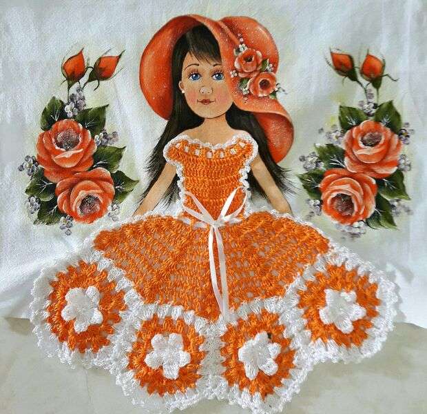 Diva dziewczyna pomarańczowa sukienka puzzle online