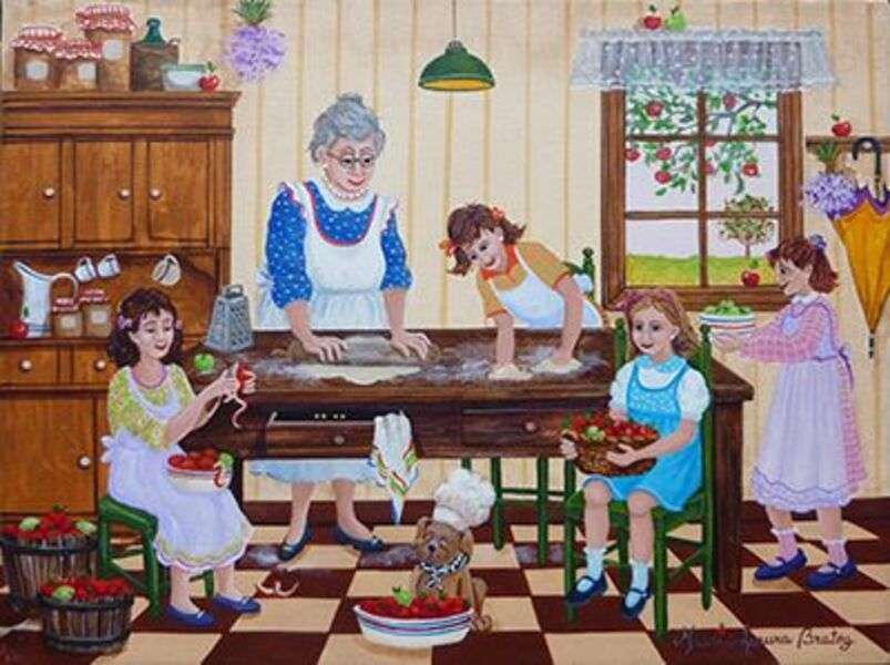 Babcia przygotowuje szarlotkę puzzle online