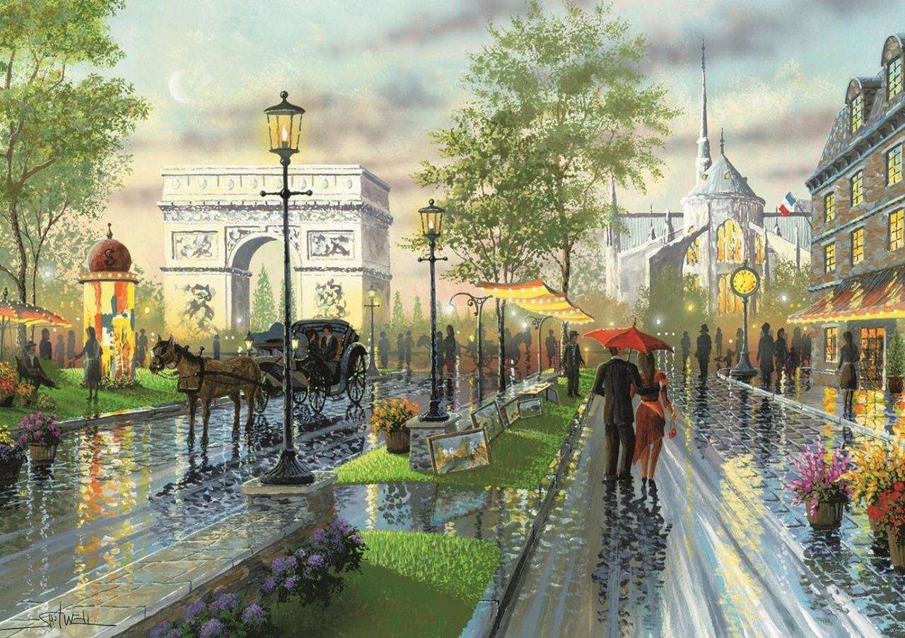 spacerować po mieście w deszczowy dzień puzzle online