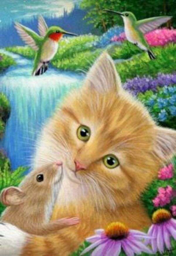 Kotek przytulający mysz #114 puzzle online