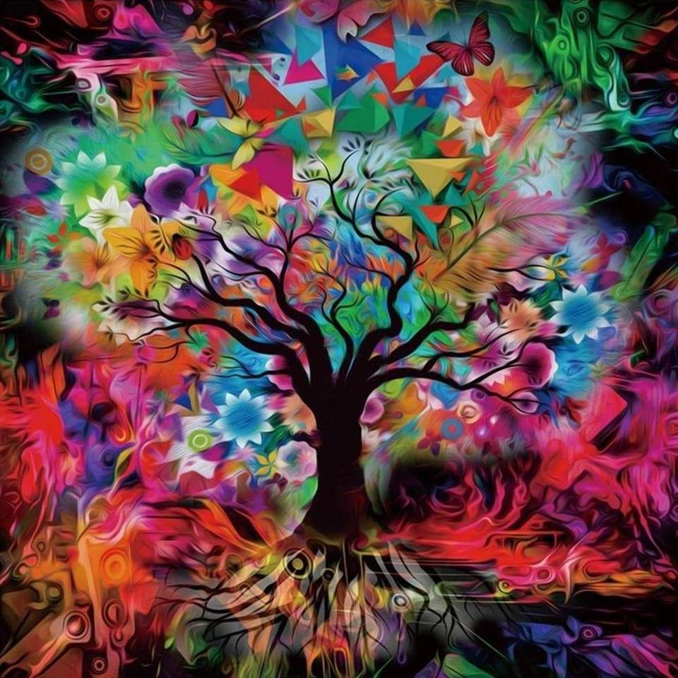 Kolorowe Gałęzie Drzewa puzzle online