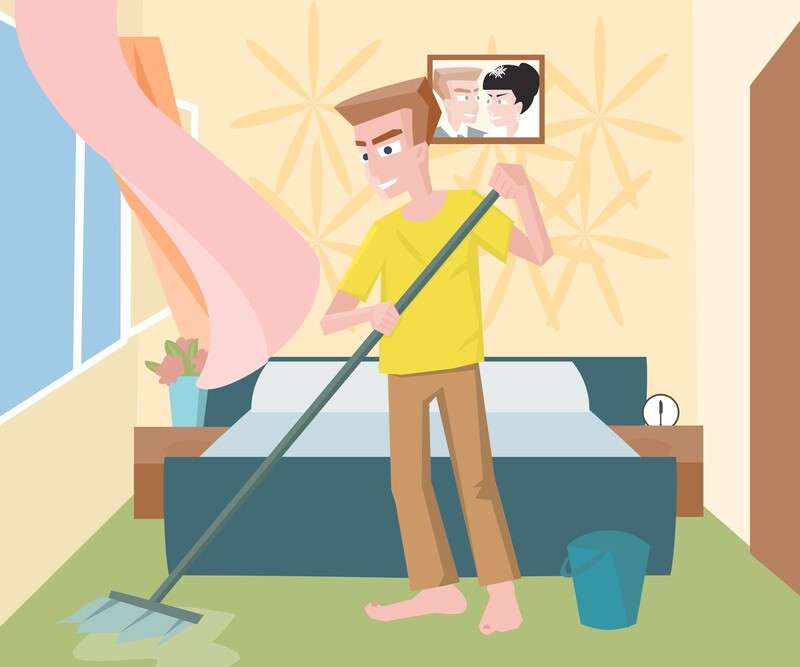 Ilustracja sprzątania sypialni w weekendy puzzle online