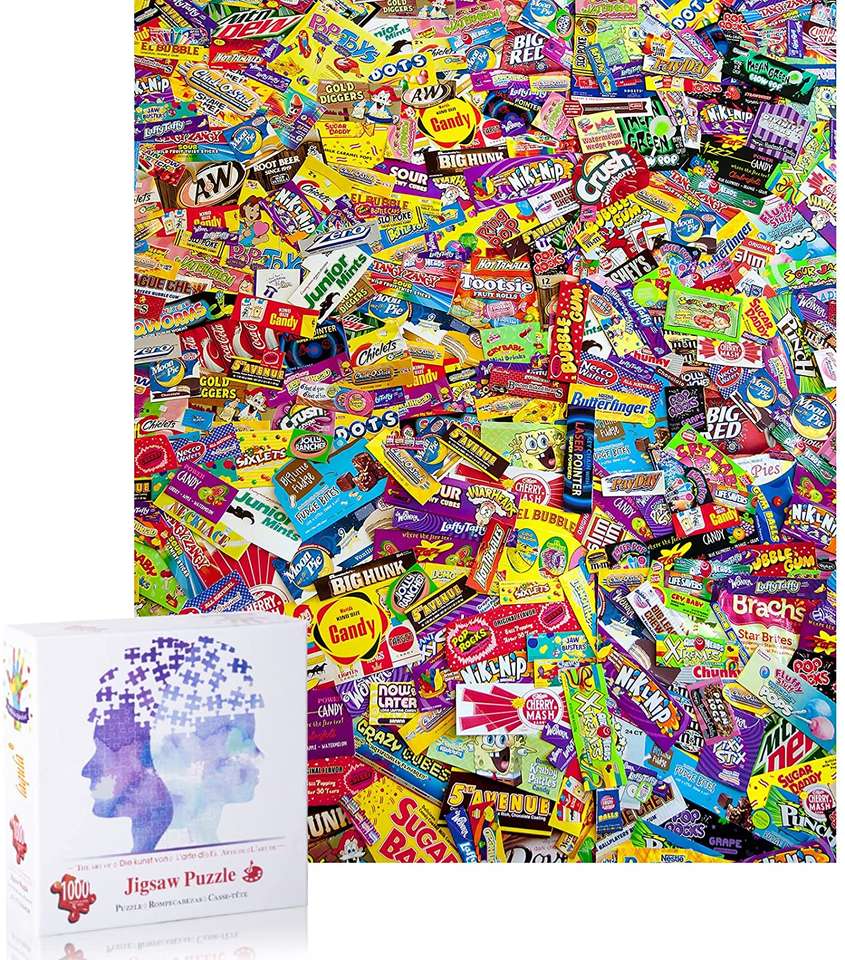 kolorowe opakowania cukierków puzzle online
