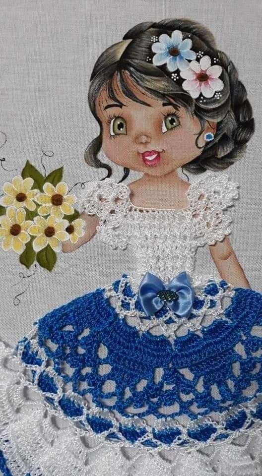 Diva dziewczyna niebieska sukienka z białym puzzle online