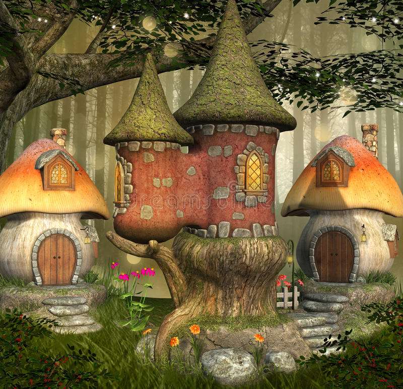 Fantasy- domki, grzyby puzzle online