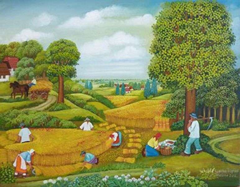 Rolnicy zbierają pszenicę puzzle online