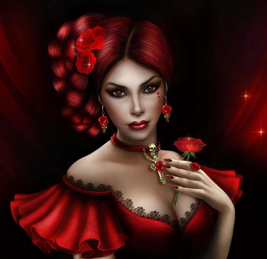 kobieta flamenco w czerwieni puzzle online