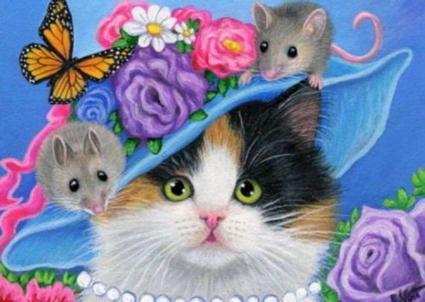 Kotek w uroczym kapeluszu #134 puzzle online