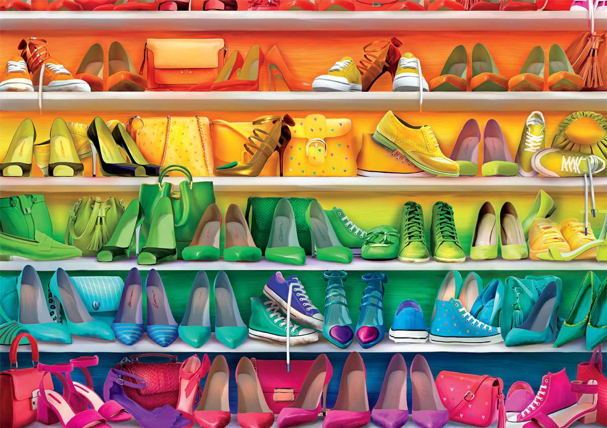 wiele kolorowych butów puzzle online