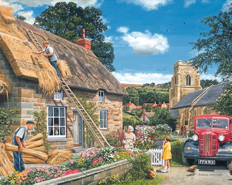Krycie dachu z trzciny w Anglii puzzle online