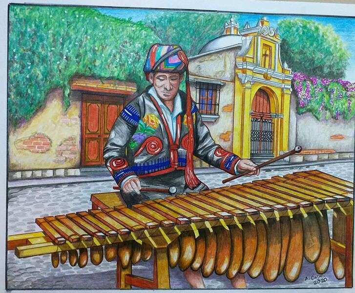 Indianin grający na marimba puzzle online