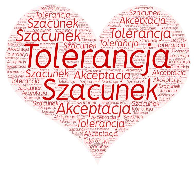 Serce, Akceptacja, Szacunek, Tolerancja, Obraz puzzle online