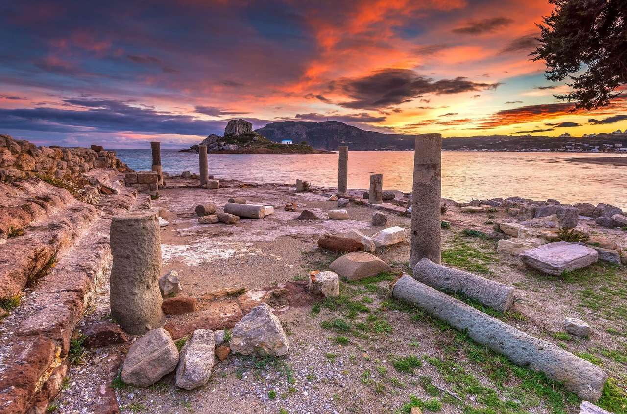 Grecka wyspa Kos Zachód słońca puzzle online