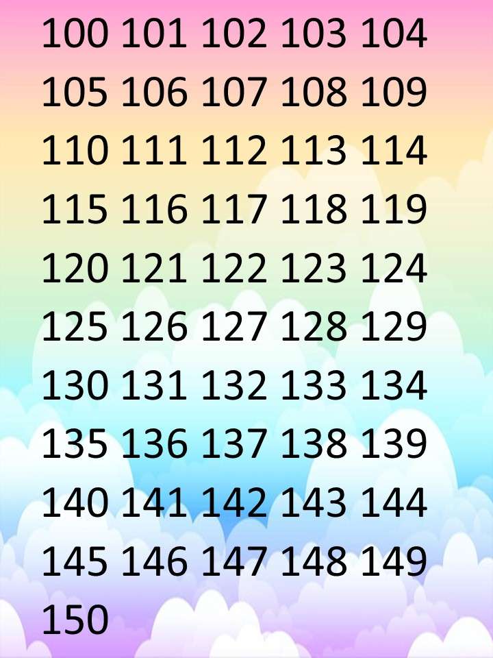LICZBY OD 100 DO 150 puzzle online