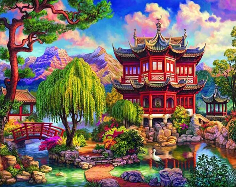 dom w stylu orientalnym puzzle online