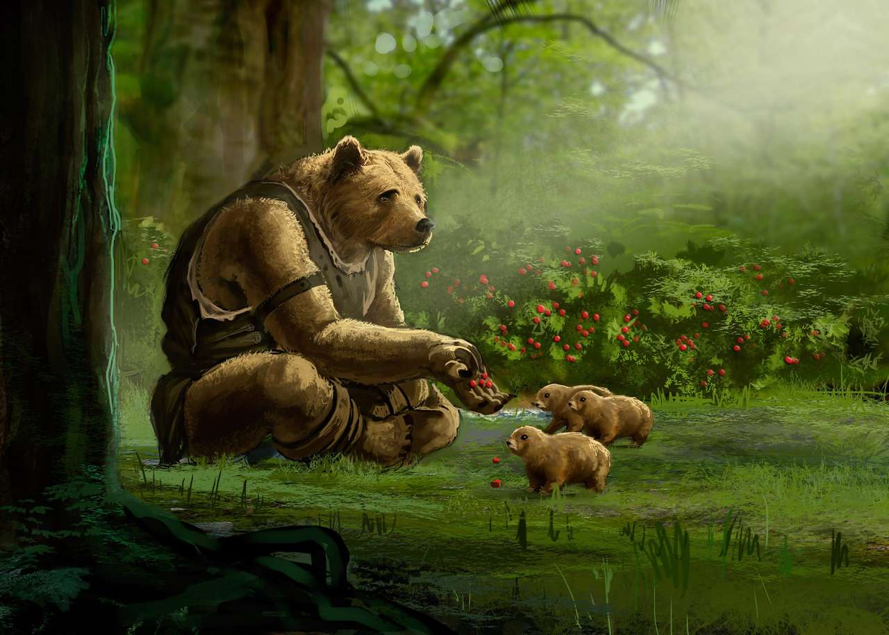 gigantyczny niedźwiedź i jego rodzina puzzle online