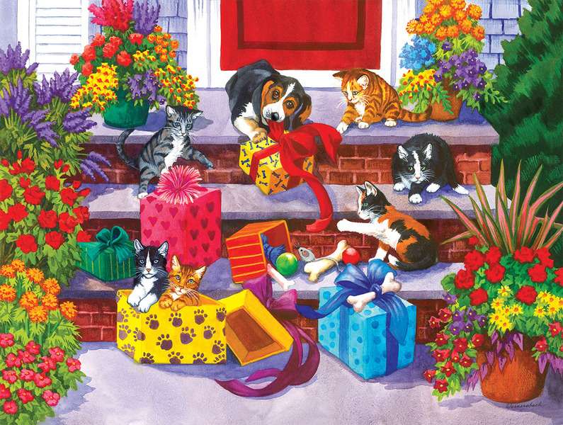 Kocięta otrzymują prezenty #174 puzzle online