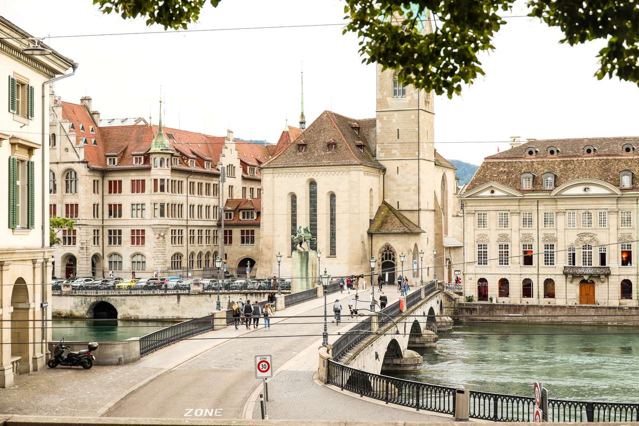 Wasserkirche, Limmatquai, Zurych puzzle online