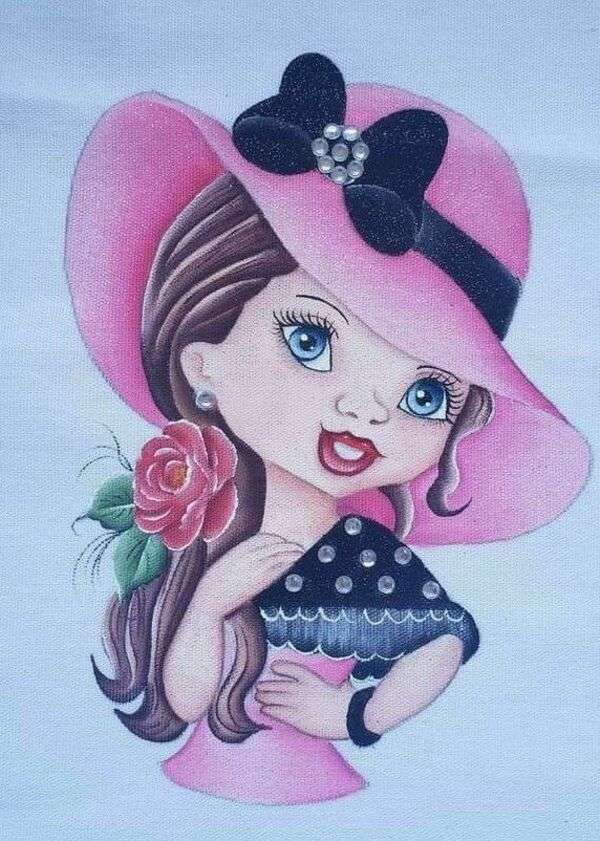 Diva dziewczyna różowy kapelusz puzzle online