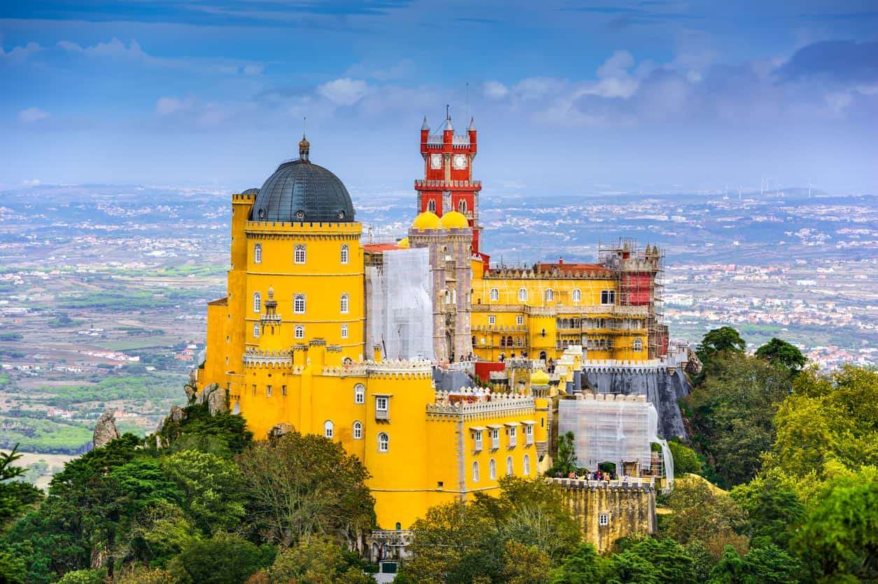 Panorama miasta i Pałac Narodowy w Sintrze puzzle online