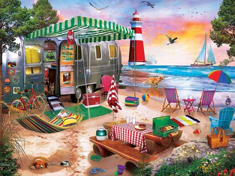 kemping na plaży puzzle online