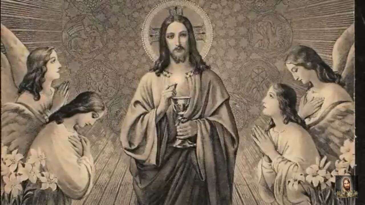Jezus adorowany przez anioły puzzle online