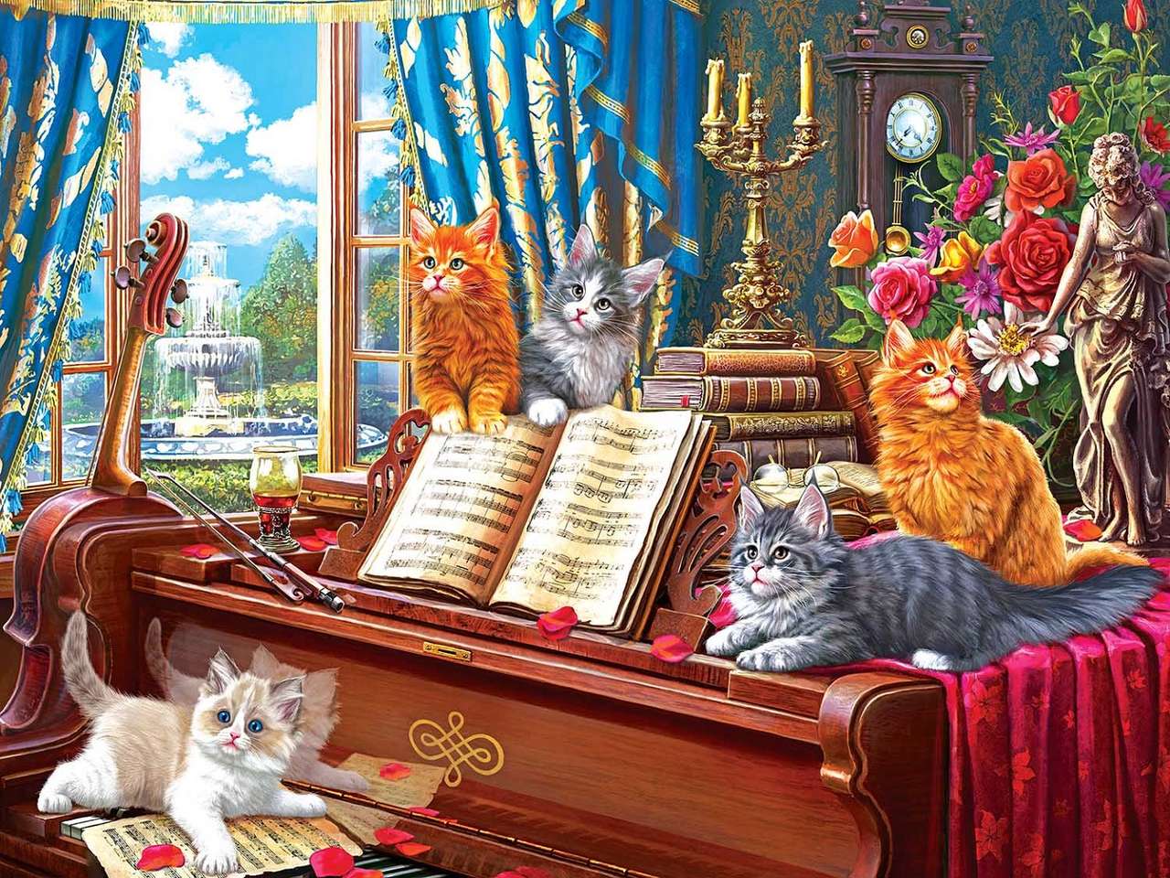 koty na pianinie puzzle online