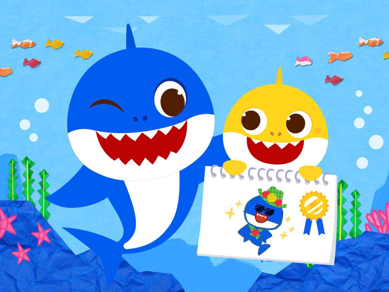 Szczęśliwy Dzień Ojca z Baby Shark puzzle online