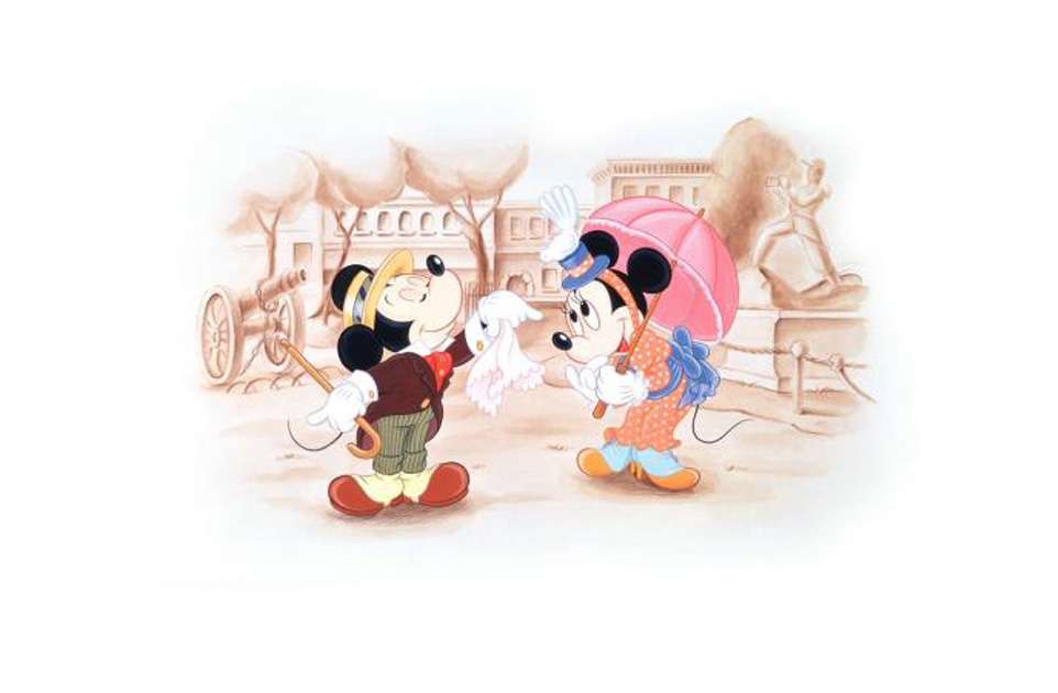 Spacer po mieście Minnie i Mickey puzzle online