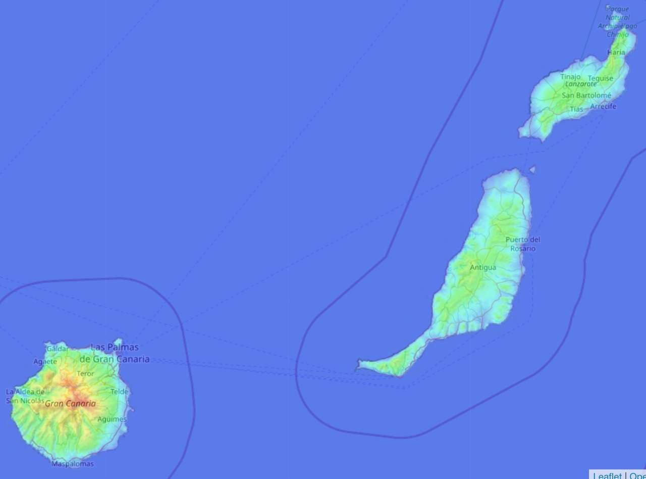 Mapa topograficzna Las Palmas puzzle online