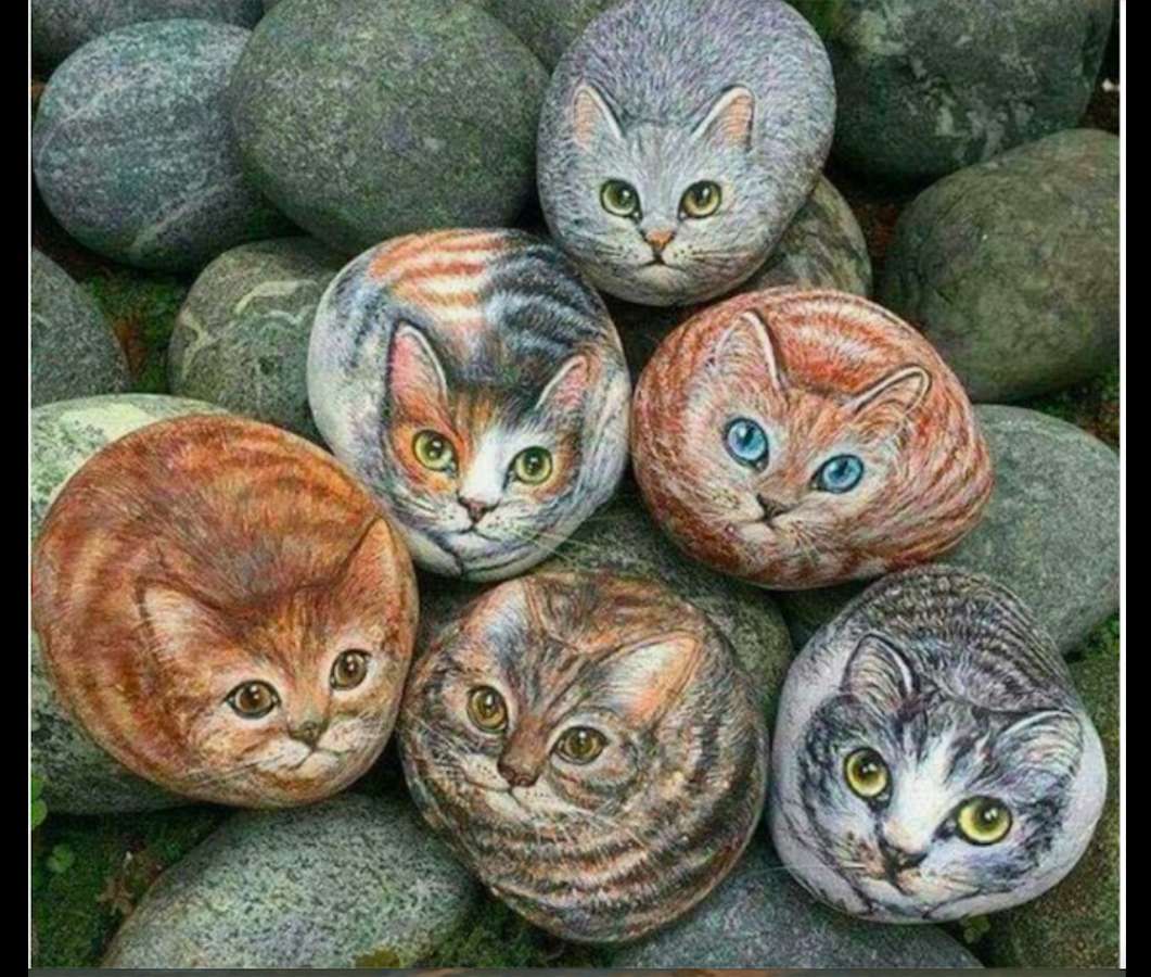 Przeurocze kotki z kamienia puzzle online