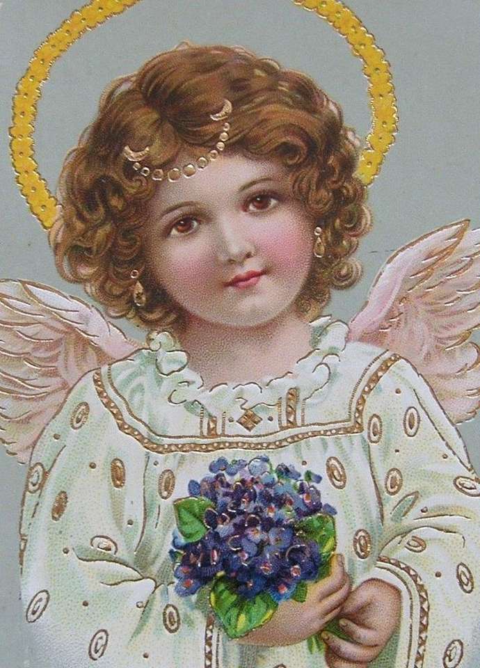 Anioł w złotych kolczykach. Obrazek puzzle online