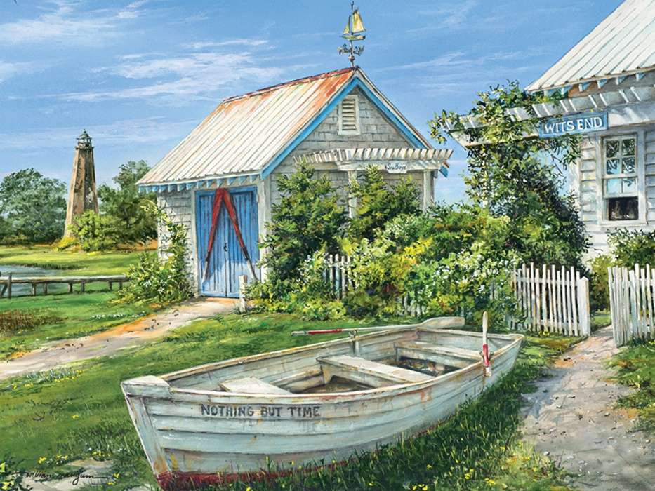 łódź w ogrodzie puzzle online