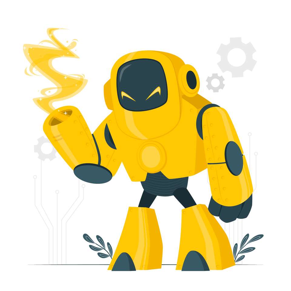 Żółty robot puzzle online