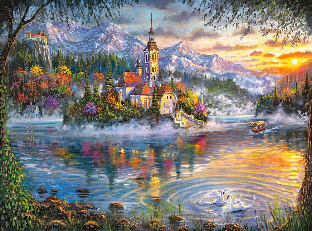 Kościół nad jeziorem puzzle online