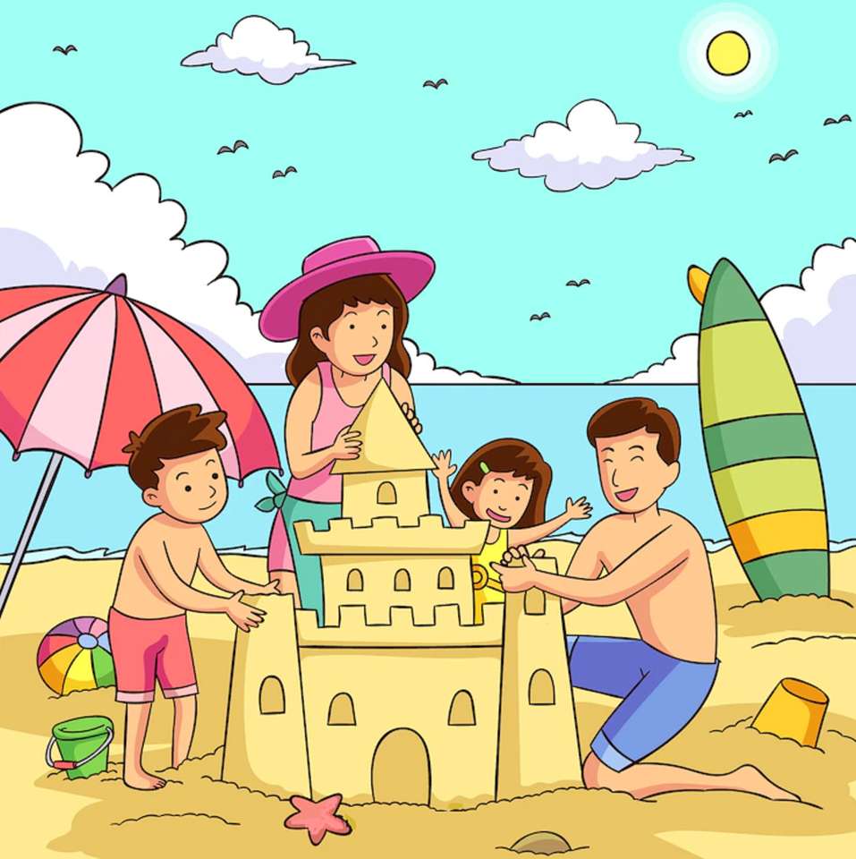 Budowanie z piasku na plaży puzzle online