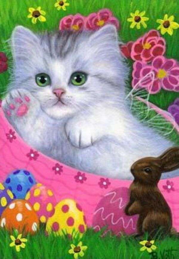 Kotek czeka na Wielkanoc #200 puzzle online