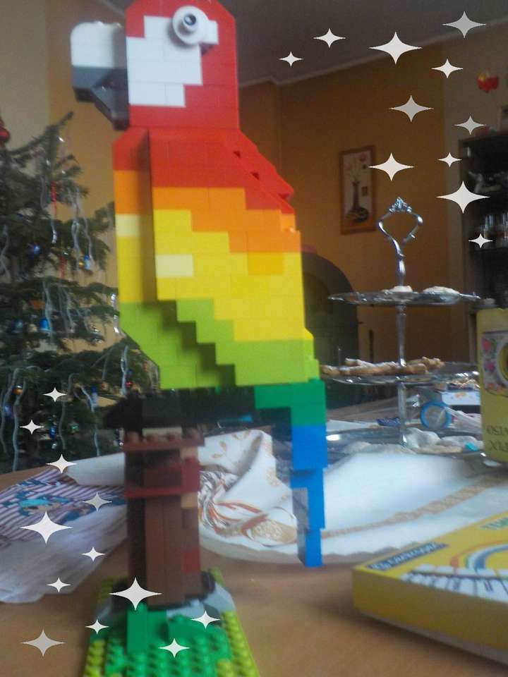 Lego papuga na Boże Narodzenie puzzle online