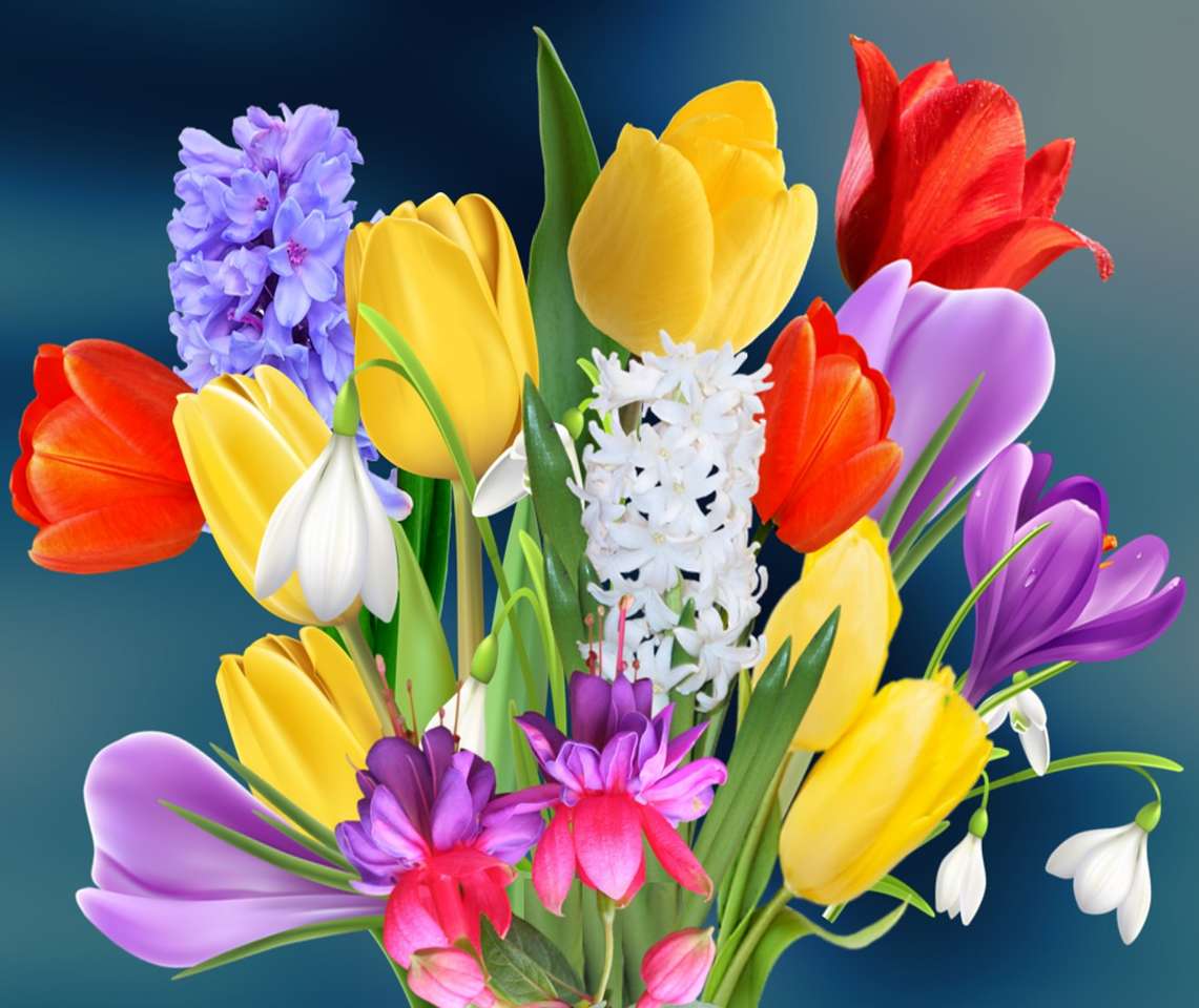 Bukiet kolorowych kwiatów puzzle online
