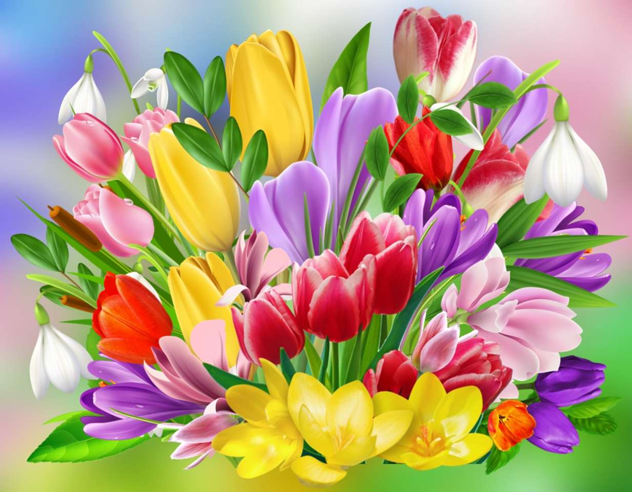 Kwiaty w pastelowych kolorach puzzle online