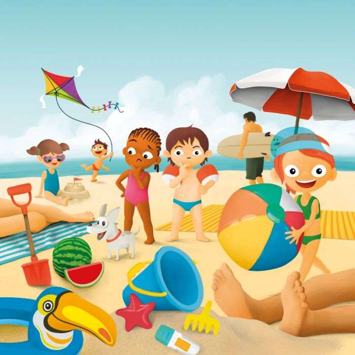 Bawiące się dzieci na plaży puzzle online