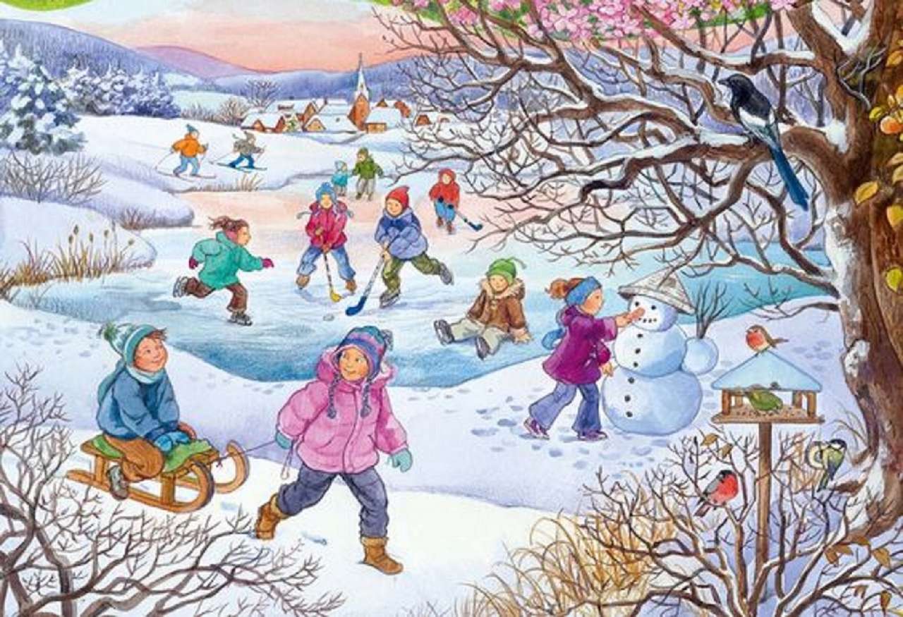 Zabawy zimowe dzieci puzzle online