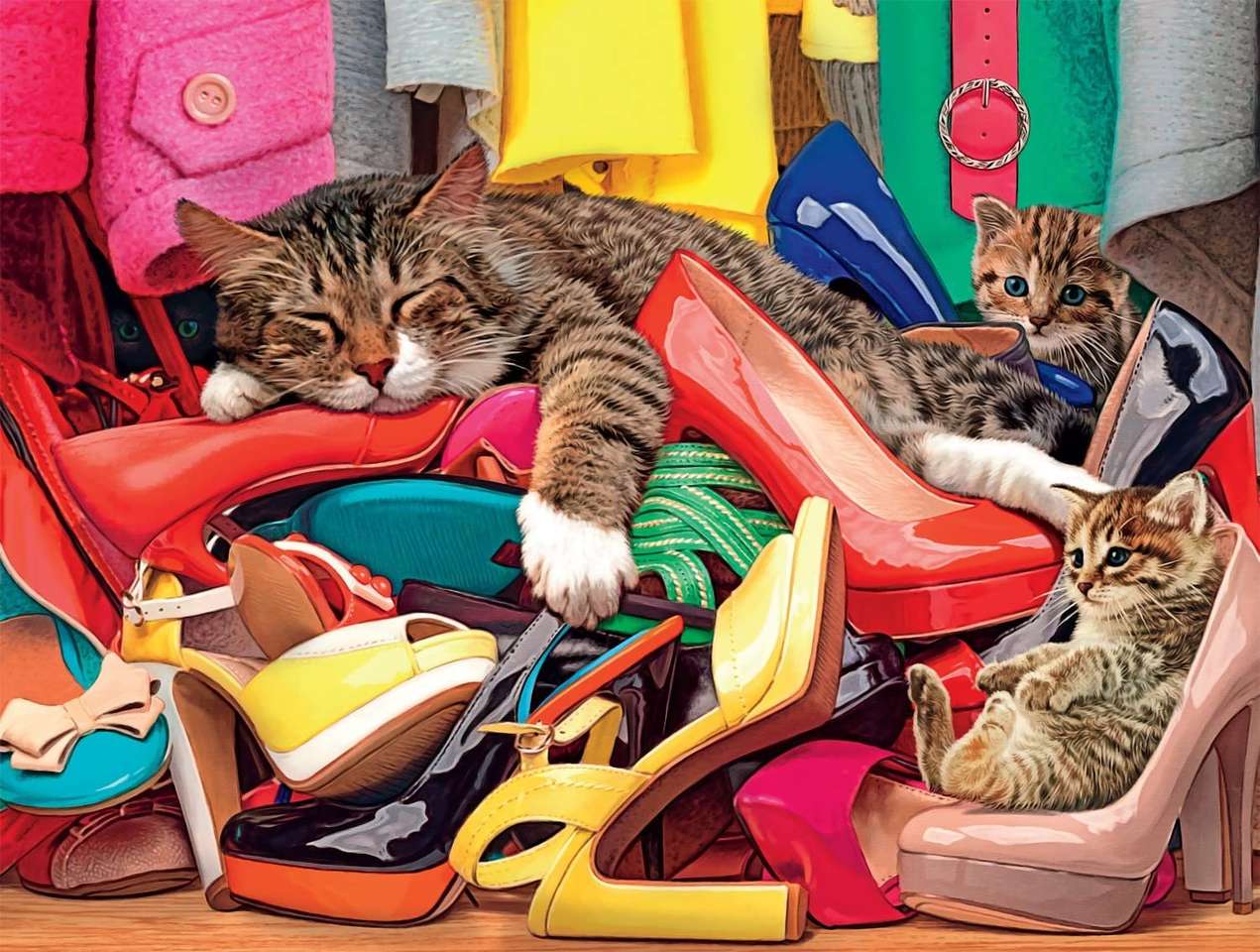 Koty ebn bałagan w szafie puzzle online
