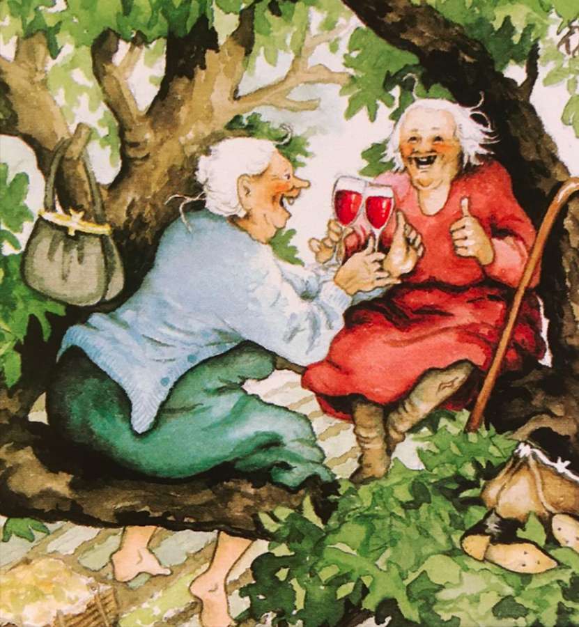 Szalone babcie na drzewie drinkują:) puzzle online