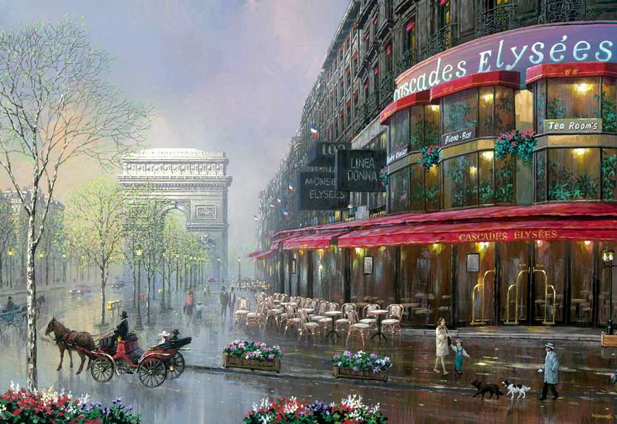 Paryż o zmroku -Cascades Elysees puzzle online
